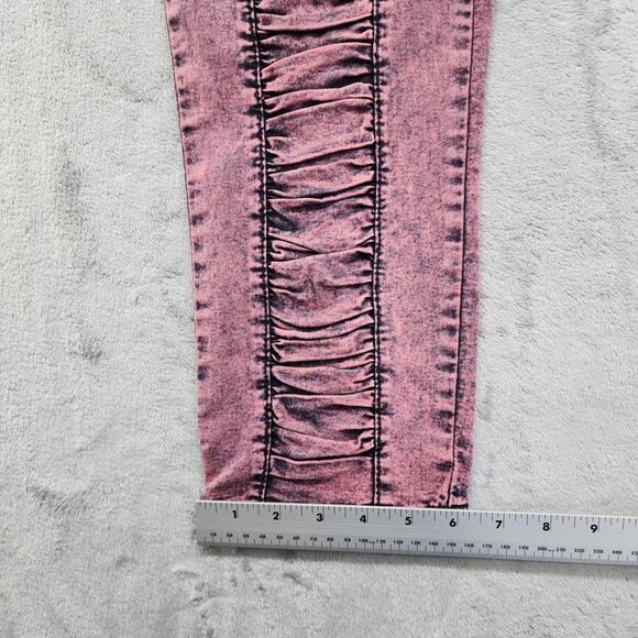 Vintage Y2K GLO Jeans Womens 17 Juniors Pink Stone Wash Mid Rise Skinny Pleated - Picture 12 of 13